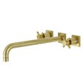 Kingston Brass KS6047DX Wall Mount Tub Faucet, Brushed Brass KS6047DX